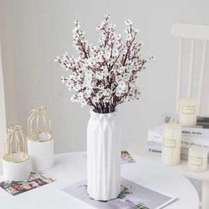 Decorative Flowers Wreaths Gypsophila Artificial Flowers Branch High Quality Cherry Fake Plants Bouquet Living Room Vase for Home Wedding Decoration Autumn