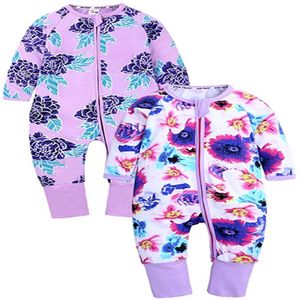 Infant Baby Rompers Striped Footed Handed Pajama Sleeper Zipper Romper Newborn Baby Clothes340l