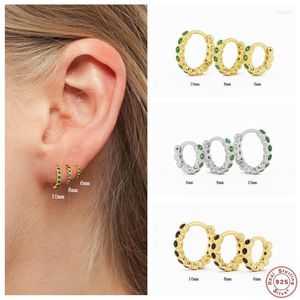 Hoop Earrings & Huggie Aide 925 Sterling Silver Green Black Cubic Zirconia For Women Minimalist CZ Crystal Pave Circle EarringsHoop Farl22