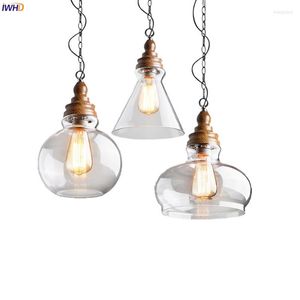 Pendant Lamps IWHD American Country Glass Lamp Dinning Living Room Loft Style Industrial Lighting Fixture Edison Vintage Light