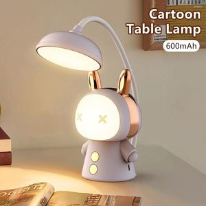 Table Lamps Cartoon USB Rechargeable Lamp Dual Light LED Student Kids Bedroom Reading Desk Night Home Decor