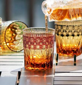 Роскошный кристалл японский эдо Кирико винный виски чашка виски цветные стеклянные тумблеры бренди рок Glass8173588