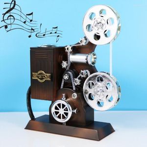 Sacchetti per gioielli Design 3D Fai da te Proiettore cinematografico vintage Modello Caffetteria Bar Ornamento Carillon Giocattolo per bambini Souvenir Regalo di compleanno Manufatti per l'arredamento