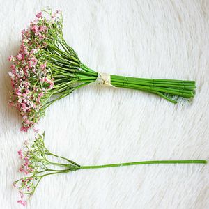 Flores decorativas grinaldas único ramo bebê respiração flor artificial plástico gypsophila diy buquê arranjo casamento decoração de casa presente artesanal t230217