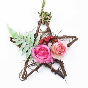 Dekorative Blumenkränze, günstige Hochzeit, dekorative Blumen, Handarbeitskränze, Stern, Weihnachtsschmuck, Rattangirlande, Türaufhängung, DIY-Geschenkbox, Heimdekoration