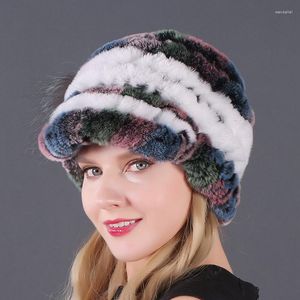 Berets Cross Border Fashion Europe And America Warm Beaver Hair Woven Hat Women's Winter Fur Cap Wholesale