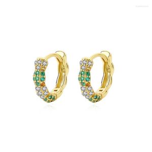 Hoop Earrings Fashion 925 Sterling Silver European Green Zirconia Huggies For Women Elegant Wedding Piercing Jewellery AEZ81