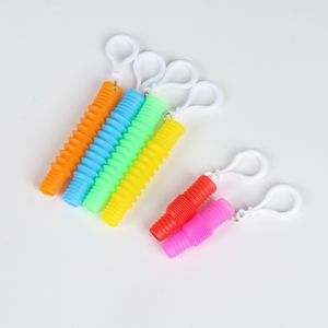 Fidget Toys Creative Magical Toy Keychain Mini Tube Colorful Circle Funny Folding Plastic Tube Coil Teaching Educational Folding Toys 1665