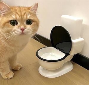 Cat Drinker Funny Pet Toilet Drinking Fountain Water Dispenser Puppy Dog Teddy Automatic Flow Unplugged 2203232284101