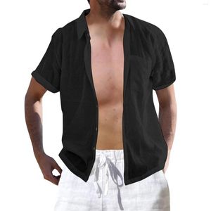 Camisetas masculinas planícies para homens primavera em massa e verão coloração de cor top top linen stand stand colar moda de colarinho