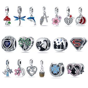 New Popular 925 Sterling Silver Designer Pandora Charm Sea Tower Three -piece Balls Balls Lightning Symbol Jewelry