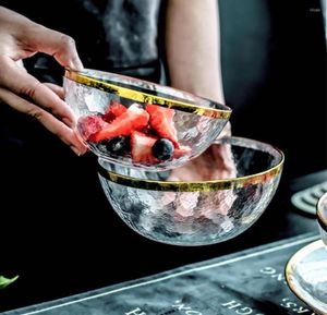 Tazones creatividad ensalada de fruta tazón de vidrio ramen sopa de cereal mezcla de arroz con recipiente de almacenamiento nórdico cubierta de mesa9363309