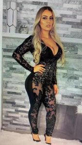 Kadın Tulumları ADfvat Bahar Uzun Kollu Skinny Party Romper Kadınlar Sheer Meth Seksi Glitter Seatines Moda Kalem Pantolon Cy8272