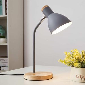 Table Lamps Nordic Macaron Desk Lamp Creative Wooden Art Iron LED Reading Bedside Living Room Bedroom Night Light Home Decor
