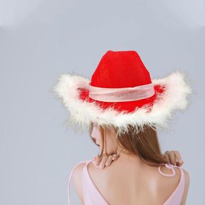 Basker röd cowboy hatt prinsessan rolig brim utbud västerländsk cowgirl för jul tema fest semester karneval män kvinnor