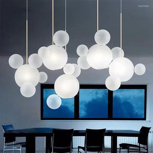 Pendant Lamps Modern Living Room Chandelier Warm/White Lighting Creative Clear Glass Bubble LED Lamp For Dinging Fixture