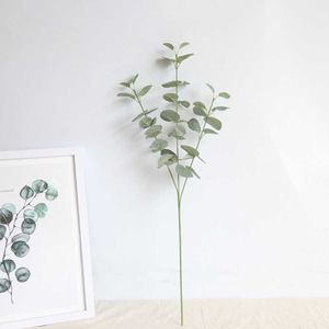 장식용 꽃 화환 인공 잎 지점 복고풍 녹색 실크 유칼립투스 홈 장식 웨딩 식물 가짜 직물 잎 방 장식 68cm