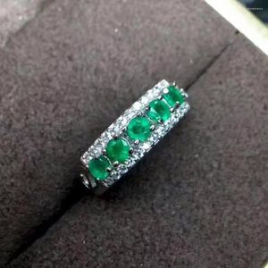 Cluster Rings Natural Emerald Gemstone Ring In 925 Sterling Silver Fine Jewelry For Women Real Zambia With Box