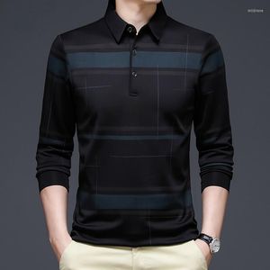 Men's T Shirts CASUMANL Brand Smart Casual Shirt Men Tops Turn-Down Collar Print Regular Fit Fashion Long Sleeve Polyester Tees
