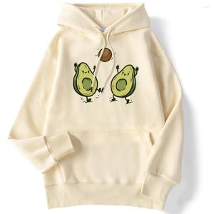 Herrtröjor frukt avokado tecknad tryck hoody man kreativitet crewneck sweatshirt mönster pocket gata o-hals pullover man