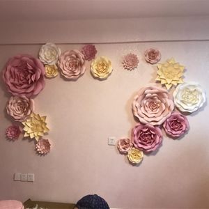 Decorative Flowers & Wreaths Window Setting Wall Set Combination Handmade Paper Flower Ornament Decoration Supplies Big Fake