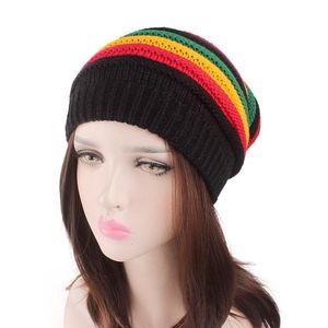 Beanies Beanie/Skull Caps Winter Hat For Women Skallies Colorful Striped Sticked Cotton Female Beanie Soft Warm Hats Ladies Bonnet