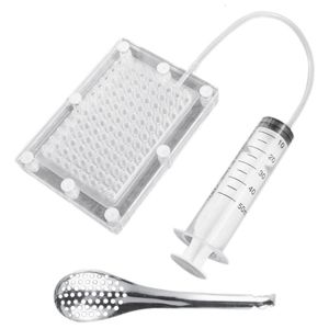 Köttfjäfäverktyg Caviar Maker 100 Hole Builder With Tube and Spoon for Molecular Cuisine Professional Fish Roe Tool Filter 230217