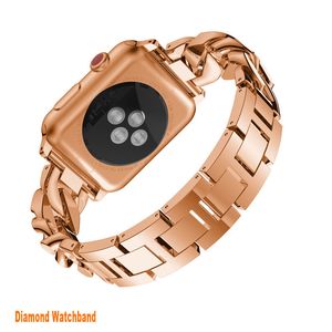 Kobiety Rhine Diamond Metal Band Smart Pasps do Apple Watch Band 49 mm 38 mm 40 mm 41 mm 42 mm 45 mm Slim Stali Stal Stal Pasp -pas do IWATCH 8 7 6 5 4 3 2 1 SE8 Bransoletka