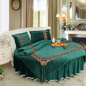 Постилочные наборы зимний супер мягкий теплый бархатный круглый кровать роскошный король в стиле Европы в стиле пуля в стиле.