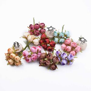Decorative Flowers Wreaths 6pcs Wedding Decorative Flowers Christmas Decorations for Home Bridal Accessories Clearance Tea Roses Cheap Artificial Flowers