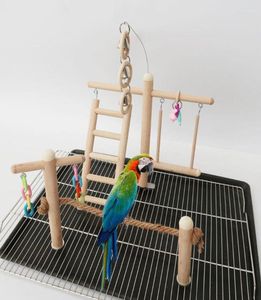 Andra fågelförsörjningar Pet Cage Stand Play Gym Abborrar Lekplats trä papegoja klättring stege tuggkedja sväng för kärleksfåglar budgies7691835