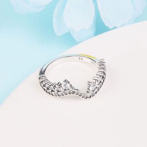 Ring aus 925er-Sterlingsilber mit seitlichen Steinen, funkelnder asymmetrischer Wellenring, passend für Pandora-Schmuck, Verlobung, Hochzeit, Liebhaber, Modering