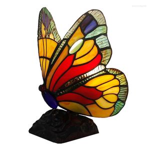 Lampy stołowe Tiffany Glass Butterfly do salonu sypialnia Lampa nocna nowoczesna LED HOME DECO Kitchen Sprzęt oświetlenia