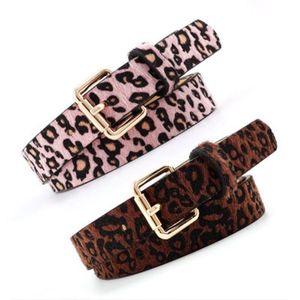 Belts Winter Fashion Pink Leopard Spotted Horsehair Decorative Belt Women's Vintage Wild Pin Buckle BeltBelts