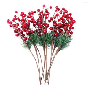 Flores decorativas Decoração de Natal Floral Pines Artificial Cones Wrinalh Flower Greenery Berries Diycraft Arranjo Fake Hastes