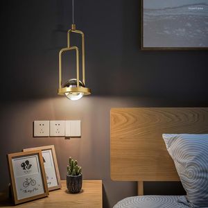 Lâmpadas pendentes modernas LED LED 7W Lâmpada de teto de cobre para a sala Luzes de cabeceira do quarto