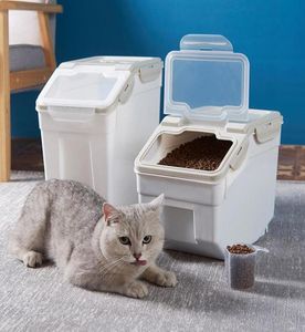 Kattskålar matare husdjur hund mat förvaring container torr låda väska för fuktsäker tätning med mät kopp kattunge produkter leveranser8299923