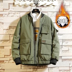 Männer Unten 2023 Mode Baumwolle Gefütterte Jacke Winter Männlichen Bomber Baseball Harajuku Übergroßen Tasche Outwear Streetwear