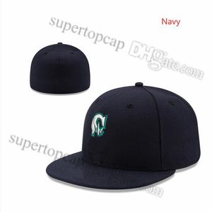 2023 Men's Baseball Full Closed Caps Summer Navy Blue Letter Bone Men Women Black Color All 32 Teams Casual Sport Flat Fitted Hats S " "mariners Mix Colors