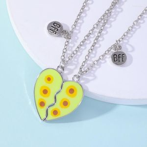 Collane con pendente Lovecryst 2 pz/set Frutta Avocado Collana Amico a forma di Cuore BFF Amicizia Gioielli Regali Per I Bambini