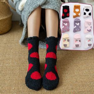 Women Socks Urgot 3 Pairs 2023 Plush Coral Fleece Womens Winter Sleeping Ladies Plus Home Floor Adults Meias