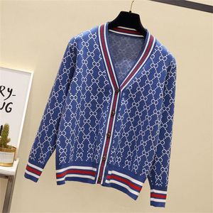 2023 Tasarımcı Hırka Sonbahar Kadınlar V Boyun Sweaters Uzun Kollu Pamuk Örgü Sweater Kadınlar Gevşek Ceket Katları Ladys Sleeve Maglione Giyim Asya Boyutu S-3XL