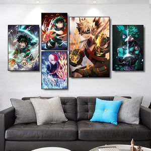 My Hero Academia Poster, Leinwandgemälde, Wohnzimmer, Schlafzimmer, Heimdekoration, Wandkunst, Wandgemälde, klassischer Anime, Cuadros Decorativos, Geschenke für Kinder