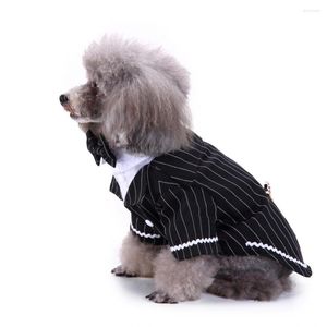 Odzież dla psa Piękna paski Bowknot Pet Puppy Shirt Tuxedo Wedding Costit Costume