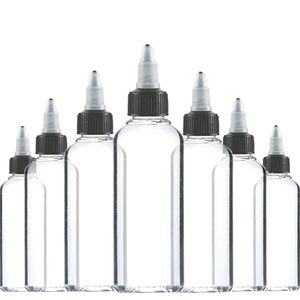 Parfüm şişesi 30pcs 30ml 60ml 100ml 120ml 150ml plastik boş mürekkep bükülme üst siyah kapak şeffaf açık şişe dövme aksesuarları 230217