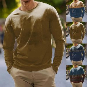 メンズTシャツ2023男性用Tシャツ春と秋のファッションカジュアルストライププリント長袖OネックTシャツトップスブラウスロパHOMBRE