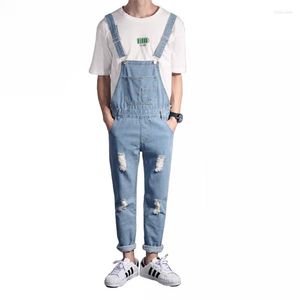 Men's Pants Japanese Spring And Autumn Men&#39;s Overalls Trendy Fashion Korean Foot Suspenders Slim One-piece Denim Trousers
