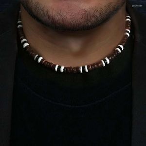 Choker chokers modne ręcznie robione vintage kokosowe koraliki kokosowe naszyjniki dla mężczyzn Summer proste geometryczne biżuterię grecla