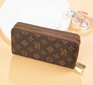 Double zipper wallets for men womens designer wallet card holder brown leather ladies luxury cross body coin purse classical Wallets purse with Box