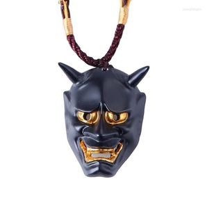 Pendant Necklaces High Quality Hannya Resin Evil Oni Noh Mask Necklace Japanese Style Horror Punk Hip Hop Halloween Gift